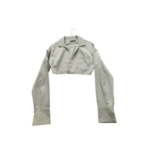 H&M Light Gray Cropped Button-Down Shirt
